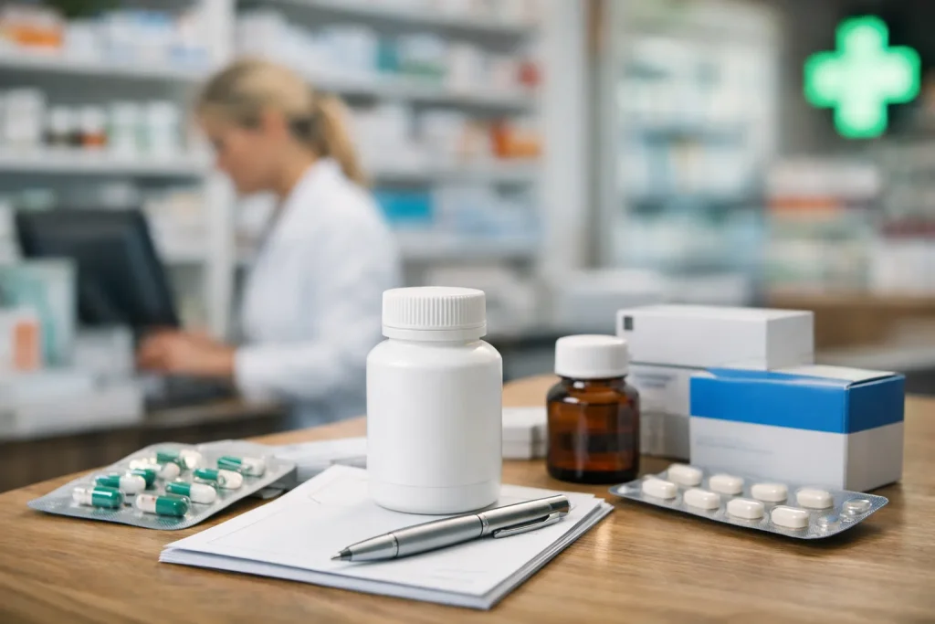 Gevel van een apotheek in Oldenzaal overdag