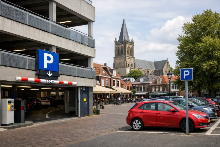 Bedrijven in Oldenzaal Parkeergarage en parkeerplaatsen bij het centrum van Oldenzaal overdag