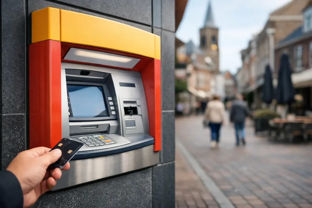 Geldautomaat in het centrum van Oldenzaal overdag