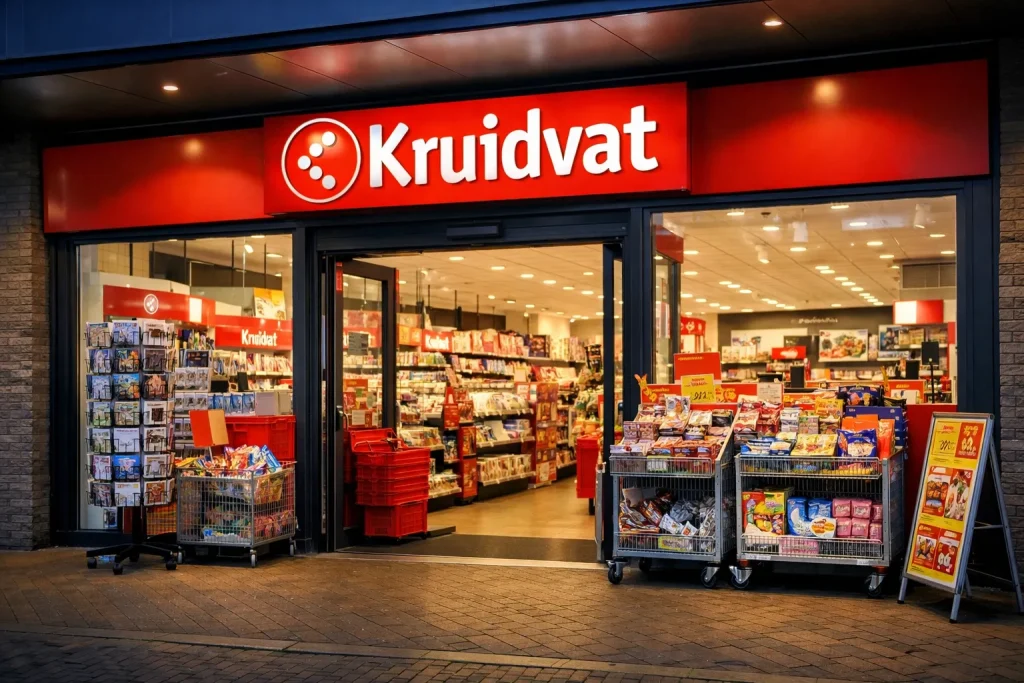 Kruidvat drogisterij in Oldenzaal met open ingang en winkelverlichting